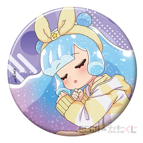 F賞-7 ビッグ缶バッジ ふわふわ寝巻のかわいいぷにる A [約W7.5×H7.5cm]
