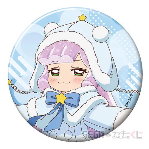 F賞-9 ビッグ缶バッジ 冬の装いのかわいいぷにる A [約W7.5×H7.5cm]