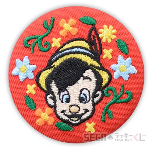 D賞-1 刺繍缶バッジ ピノキオ [約5cm]
