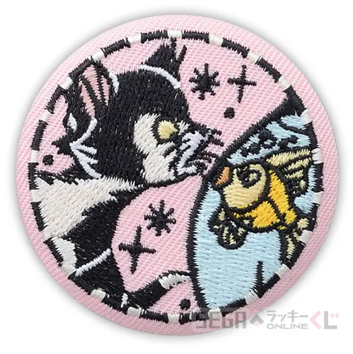 D賞-9 刺繍缶バッジ フィガロ＆クレオ [約5cm]