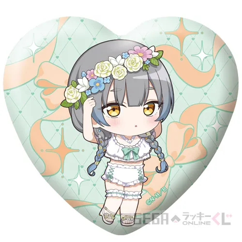 E賞-12 ハート缶バッジ 水鳥 水花 デフォルメVer. [全長約5.5cm]