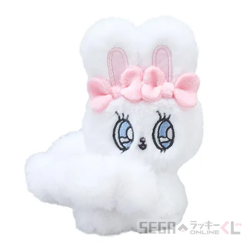 D賞-3 マスコット付シュシュ クリームバニーA [全長約10cm]