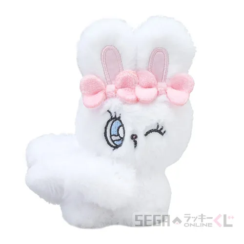 D賞-4 マスコット付シュシュ クリームバニーB [全長約10cm]