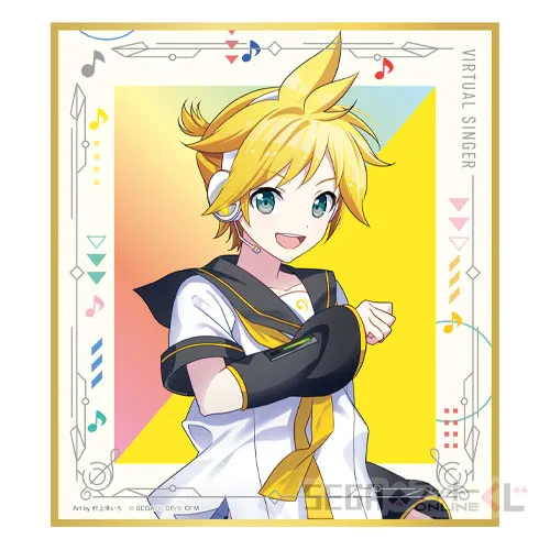 F賞-3 ミニ色紙 鏡音レン [全長約12×13.5cm]