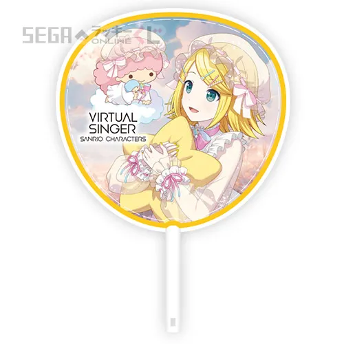 E賞-2 うちわ 鏡音リン [絵柄面:全長約28cm×27cm 本体:全長約29cm×40cm]