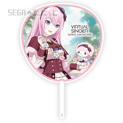 E賞-4 うちわ 巡音ルカ [絵柄面:全長約28cm×27cm 本体:全長約29cm×40cm]