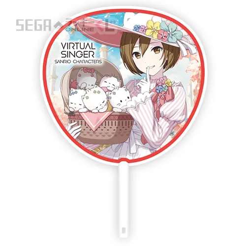 E賞-5 うちわ MEIKO [絵柄面:全長約28cm×27cm 本体:全長約29cm×40cm]