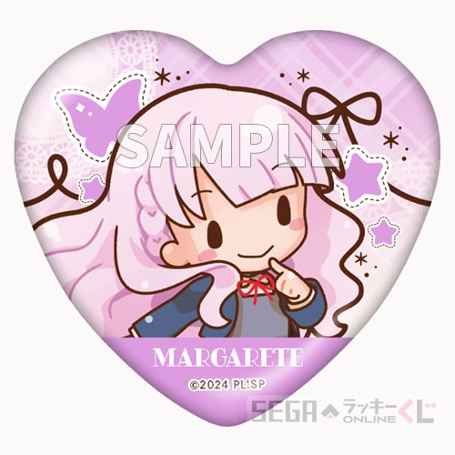 E賞-10 ふわぷち　ハート形缶バッジ ウィーン・マルガレーテ 約6cm