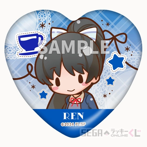 E賞-5 ふわぷち　ハート形缶バッジ 葉月 恋 約6cm